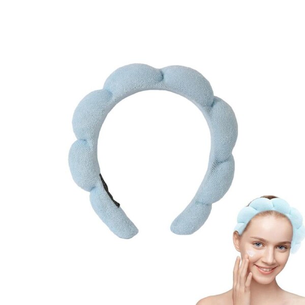 Nevenka Spa Headband for Women Sponge for Washing Face Skincare Shower-LightBlue