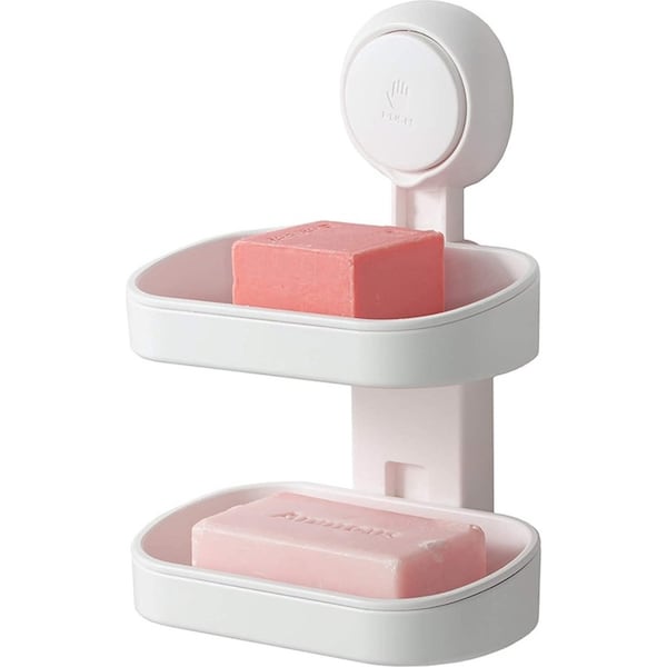 Double Layer Soap Dish Suction Cup Soap Holder Strong Sponge Rack For Bathroom