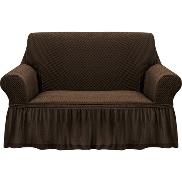 SOGA 2-Seater Coffee Sofa Cover with Ruffled Skirt Couch Protector High Stretch Lounge Slipcover Home Decor