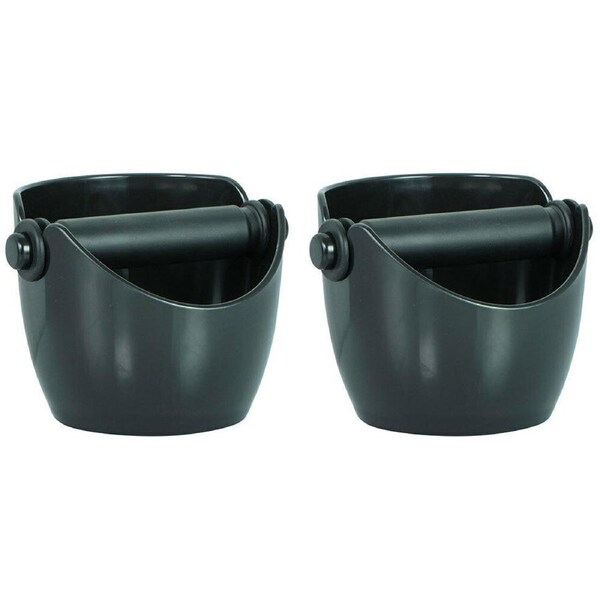 2 x Avanti Coffee Knock Box Espresso Grinds Waste Tamper Bin - Black