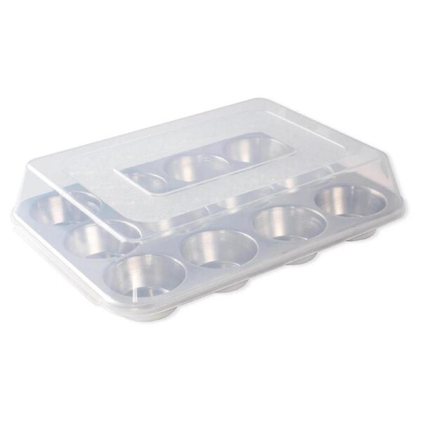 Nordic Ware Naturals 12 Cup Muffin Pan With High Domed Lid - 34 x 25 x 8cm