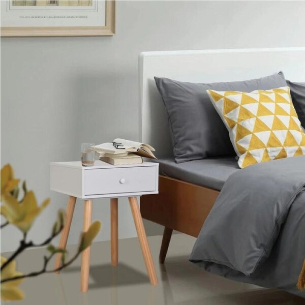 Verona Bedside Tables X2 Nightstand Retro Side Accent Table Drawers White Wood