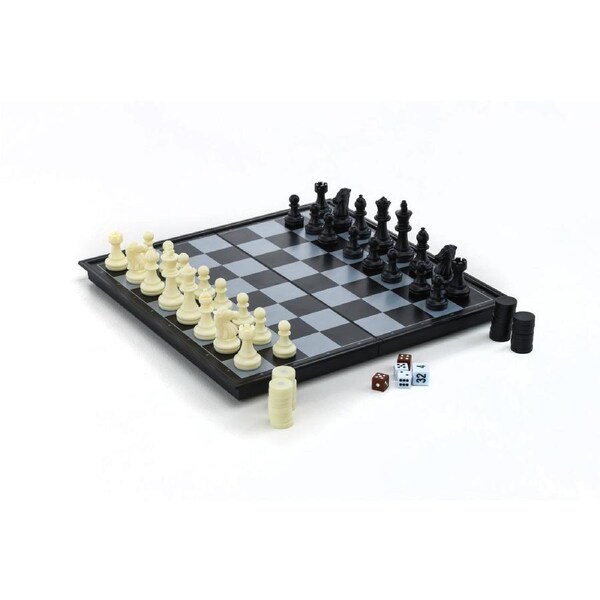 3 in 1 Magnetic Chess, Checkers and Backgammon Foldable Board