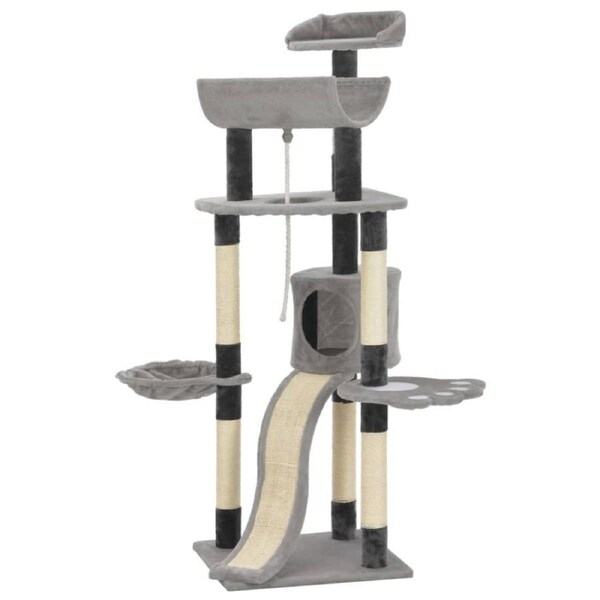 Purr Pad Delux 145cm Cat Condo Climbing Tower Scratching Post Tree House Grey