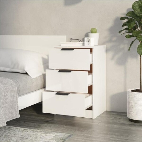 2 Pcs White Bedside Table Nightstand Cabinet Bedroom Side Lamp Tables Storage