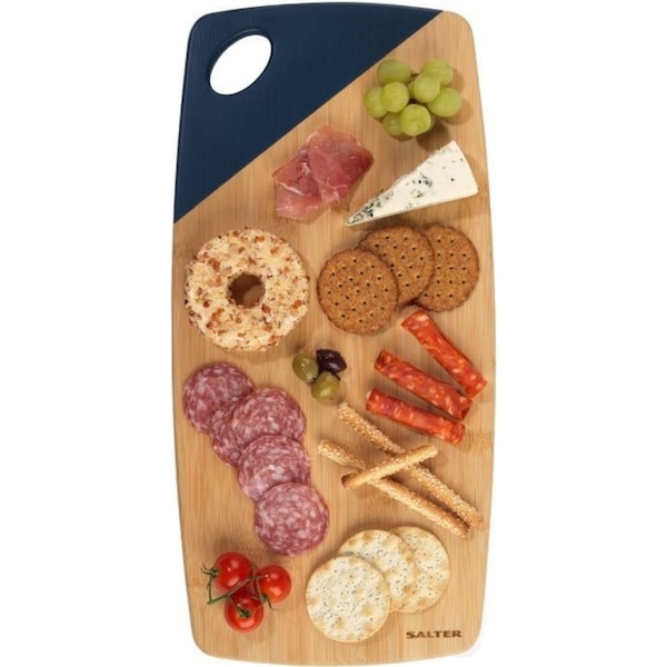 Salter Long Bamboo/Wooden Food/Cheese Serving Platter Board Blue Strong/Durable