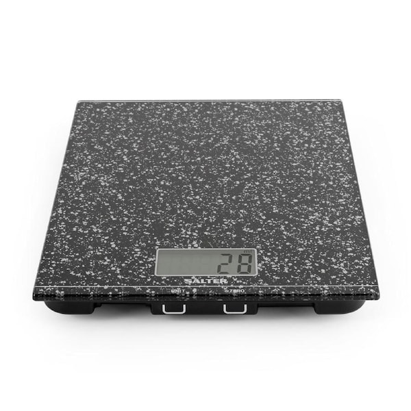 Salter Glitter Electronic Kitchen Tare/Zero Digital Glass Weight Scale 5kg Black