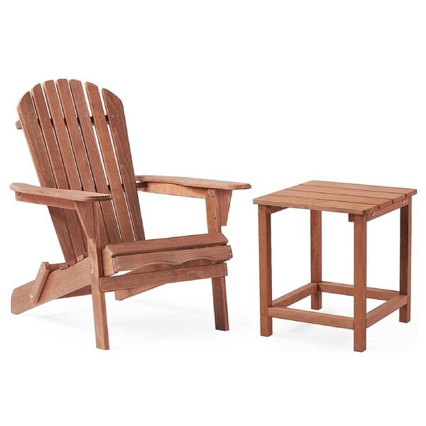 Adirondack Folding Chair Table Set - Brown
