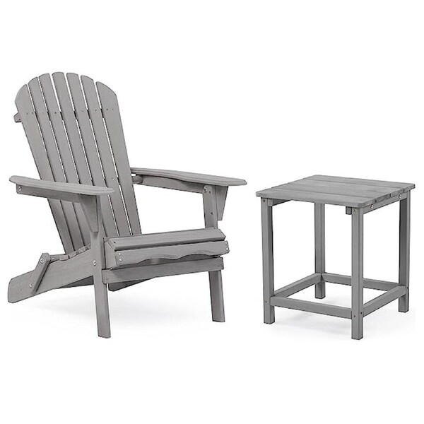 Adirondack Folding Chair Table Set - Grey