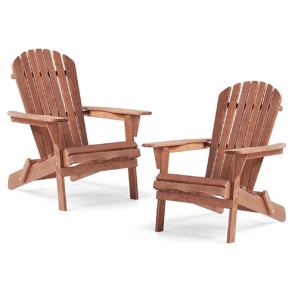 Adirondack Folding 2 x Chair Set - Brown