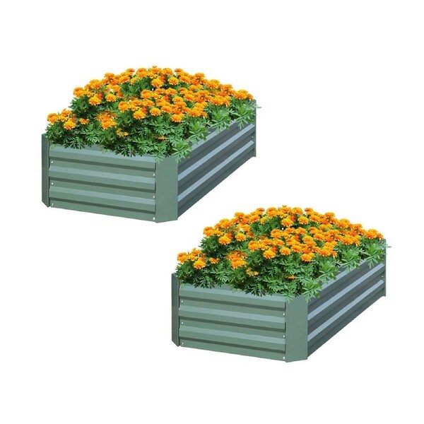 SOGA 2X 120x60cm Rectangle Galvanised Raised Garden Bed Vegetable Herb Flower Outdoor Planter Box