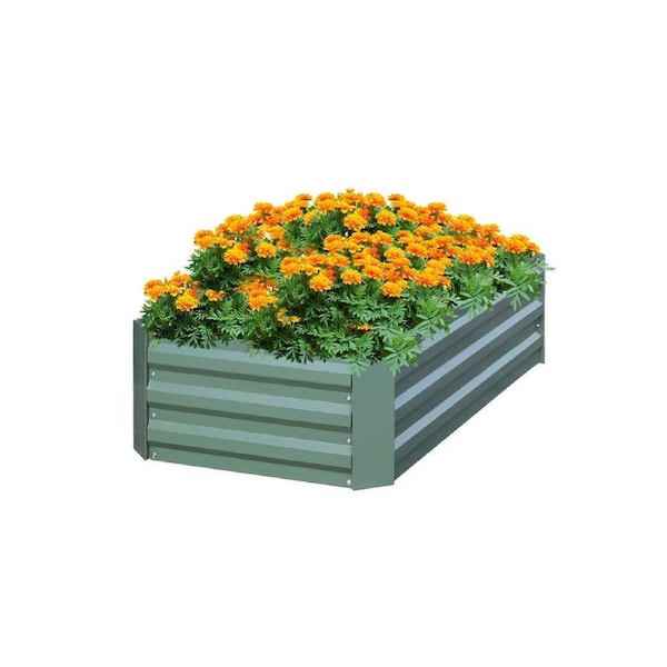 SOGA 120x60cm Rectangle Galvanised Raised Garden Bed Vegetable Herb Flower Outdoor Planter Box