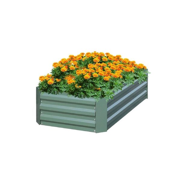 SOGA 120x90cm Rectangle Galvanised Raised Garden Bed Vegetable Herb Flower Outdoor Planter Box