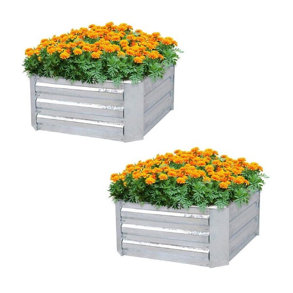 SOGA 2X 100cm Square Galvanised Raised Garden Bed Vegetable Herb Flower Outdoor Planter Box