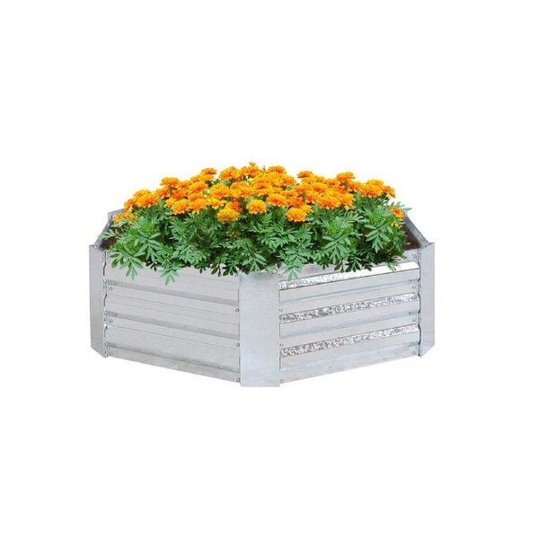 SOGA 60cm Hexagon Shape Galvanised Raised Garden Bed Vegetable Herb Flower Outdoor Planter Box