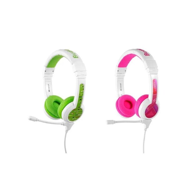 Buddyphones School Plus Headphones Noise Limiting Twin Pack Pink Green