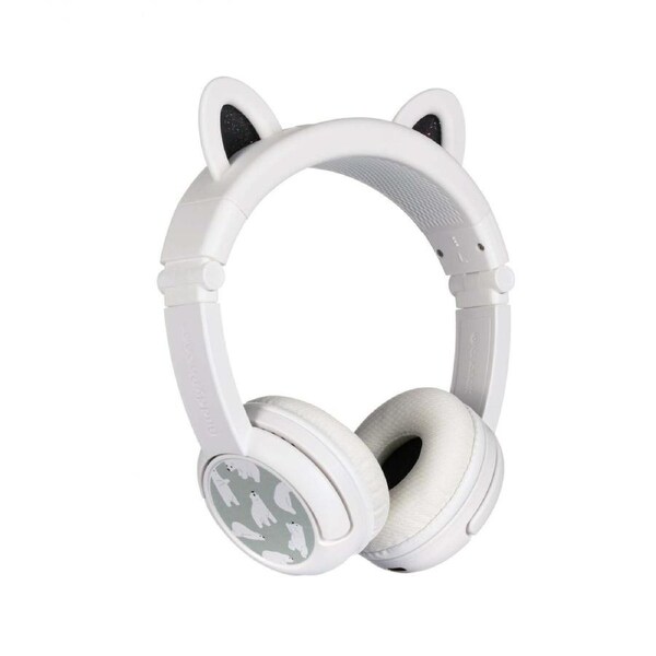 BuddyPhones PlayEars Wireless Bluetooth Kids Headphones Ear Polar Bear White