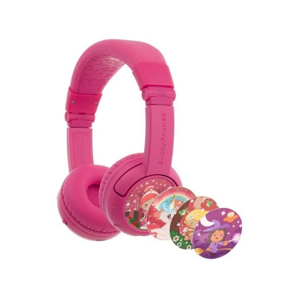 BuddyPhones Play Wireless Bluetooth Volume Limiting Kids Headphones Rose Pink