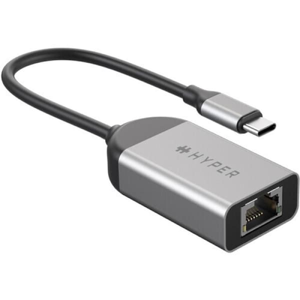 Hyperdrive Ethernet Adapter USB C 2.5Gbps RJ45 Ethernet Adapter Space Grey