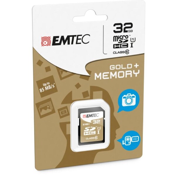 Emtec MiroSD Card UHS I U1 SDHC Flash Memory Card 32GB Class10 85MB/s For Mobile