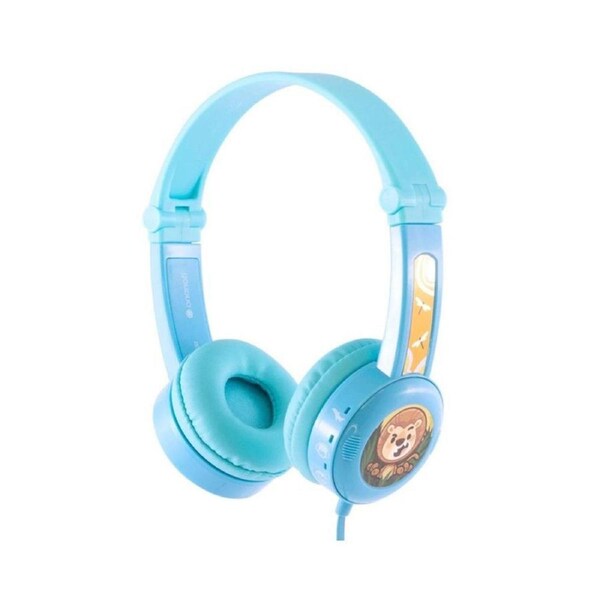 BuddyPhones Travel Wired On Ear Volume Limiting Headphones For Kids Blue