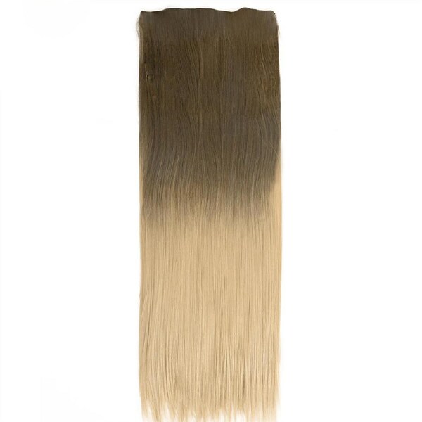 22" Two Tone Ombre Brown Blonde Synthetic Hair Straight 7Piece 16Clips 01