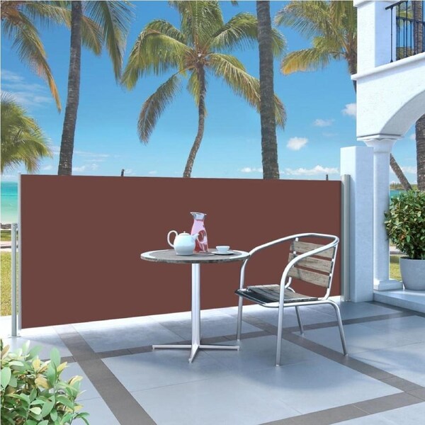 3m Outdoor Terrace Patio Retractable Sunshade Side Awning Privacy Screen Brown