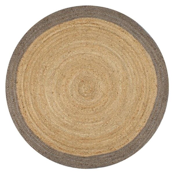 Handmade Area Rug Braided Jute Woven Carpet Natural Round Home Floor Mat Grey