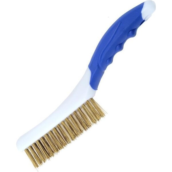 Ozoffer Copper Wire Brass Plastic Handle Wire Scratch Brush 26cm For Metal Cleaning