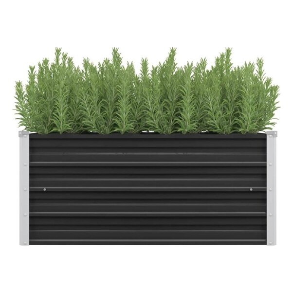 Raised Garden Bed Planter 100cm x 40cm Galvanised Steel Grey Flower Vegetable Be