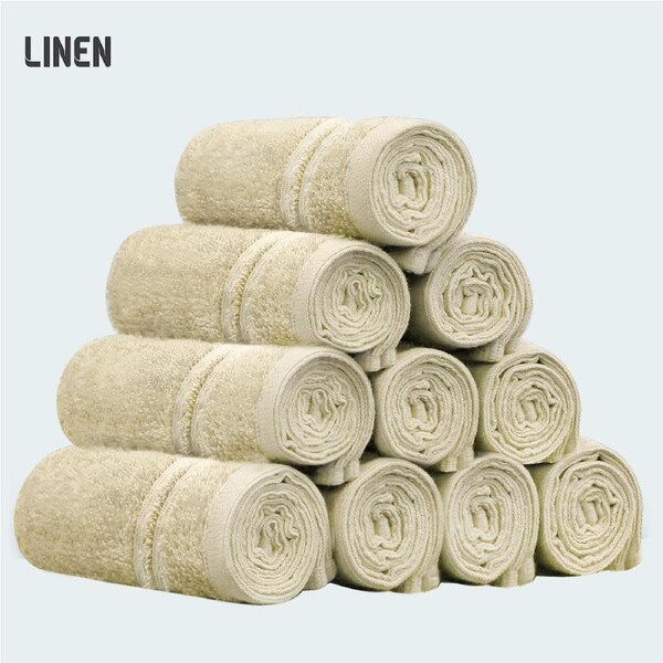 LINENOVA 100% Cotton Face Towels (10 Pack) 450GSM Face Washer Set - Great Value Ribbon Gift Pack Linen