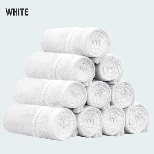 LINENOVA 100% Cotton Face Towels (10 Pack) 450GSM Face Washer Set - Great Value Ribbon Gift Pack White
