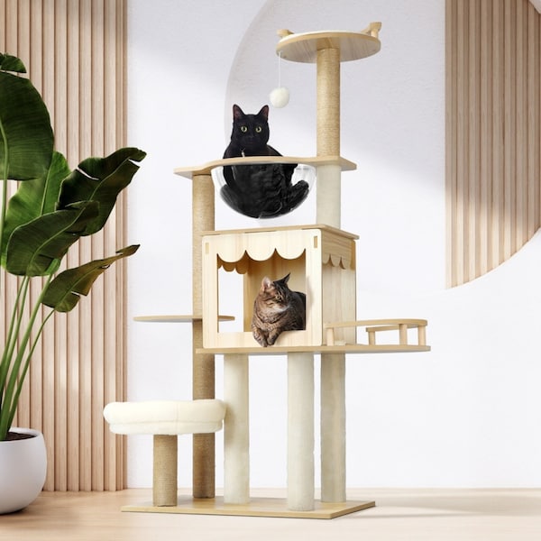 Alopet Cat Tree Tower Scratching Post Scratcher Cats Condo House Bed Furniture 131CM