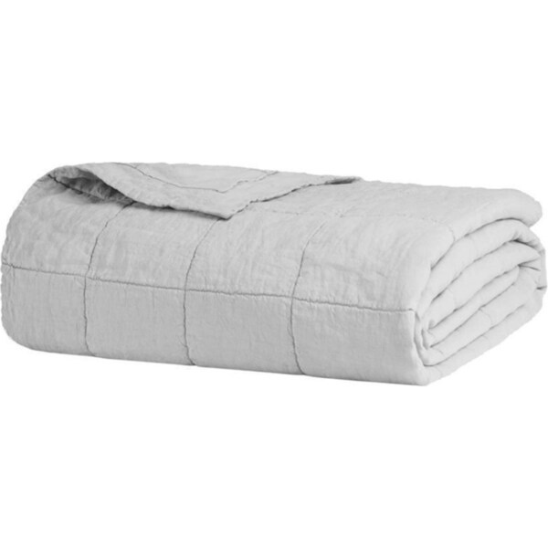 Bambury Linen Quilted Coverlet 260cm x 240cm Silver Grey - Queen / King