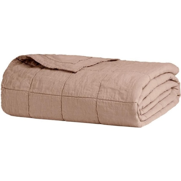 Bambury Linen Quilted Coverlet 260cm x 240cm Tea Rose - Queen / King