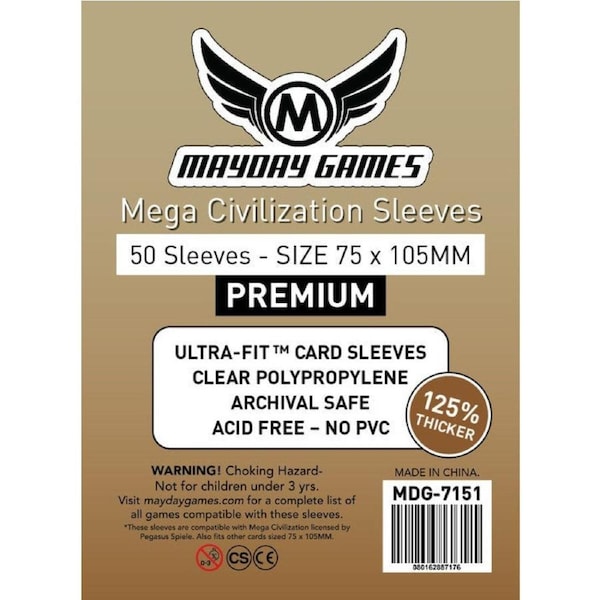 Mayday - Premium Mega Civilization Sleeves - 75 MM X 105 MM (50 Sleeves)