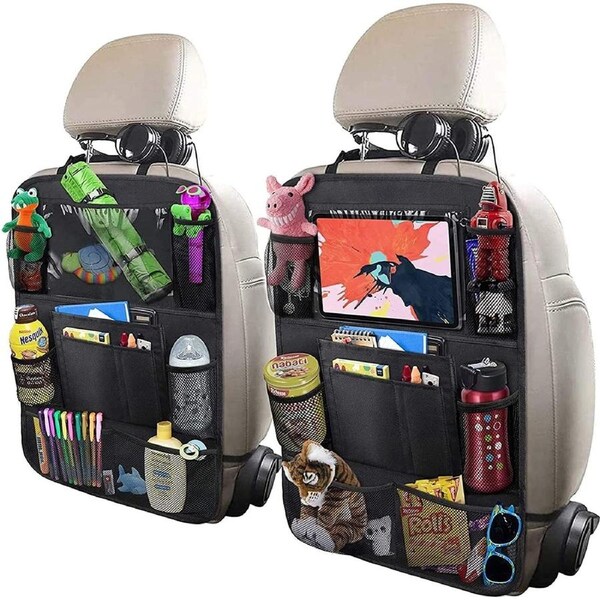 Backseat Car Organizer, Kick Mats Back Seat Protector, Car Travel Accessories
