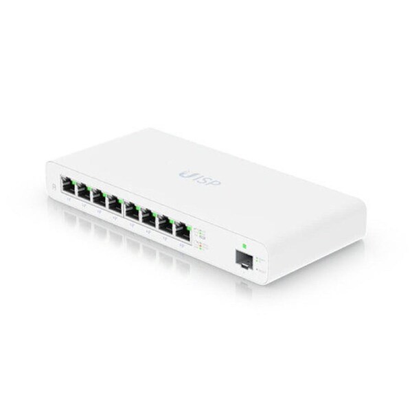 Ubiquiti UISP Router, 8-Port GbE Ports w/ 27V Passive PoE, For MicroPoP Applications, 110W PoE Budget, Fanless
