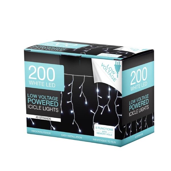 200 LED Icicle Lights Cool White