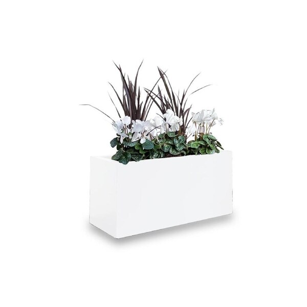 Greenlife Metal Designer Planter Box with Base 600 x 300 x 300mm Vibrant White