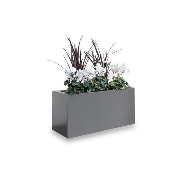 Greenlife Metal Designer Planter Box with Base 600 x 300 x 300mm Slate Grey