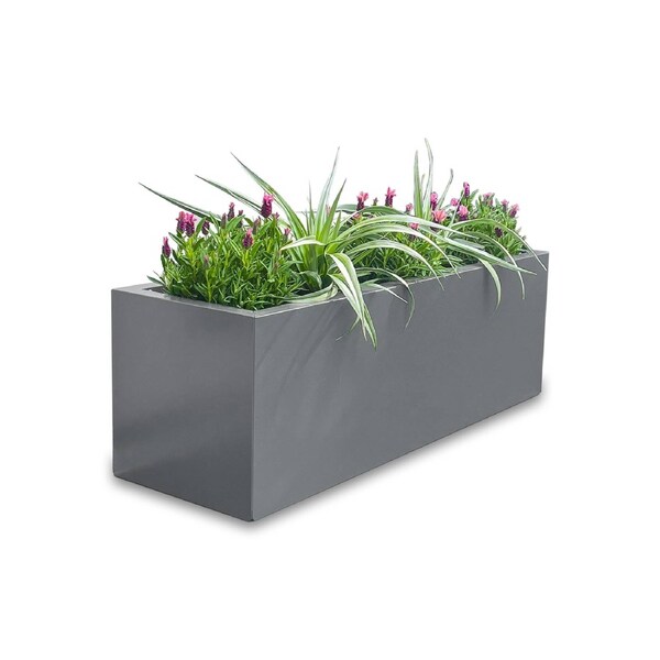 Greenlife Metal Designer Planter Box with Base 900 x 300 x 300mm Slate Grey