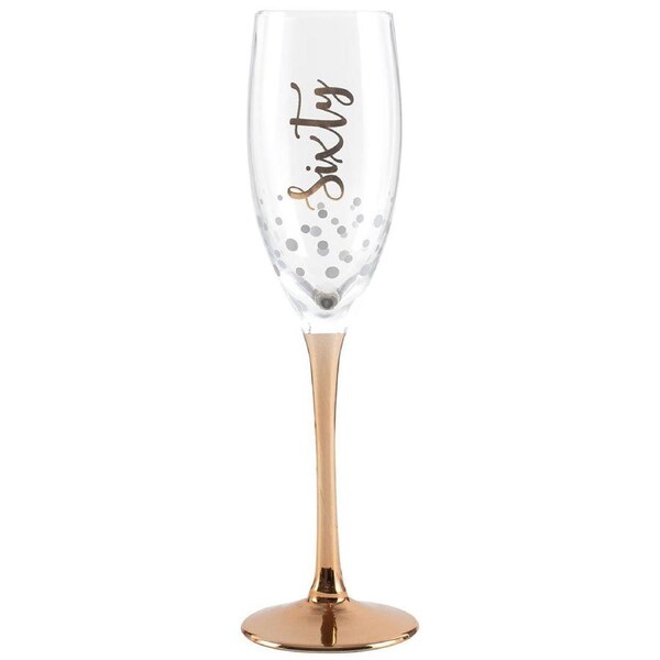 Sixty Rose Gold Stem 300ml Champagne Drinking Glass 25cm Cup 60th Birthday