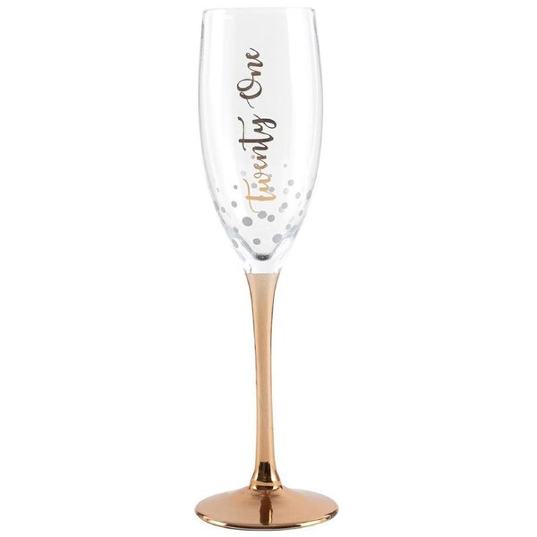 Twenty One Rose Gold Stem 300ml Champagne Drinking Glass 25cm Cup 21st Birthday