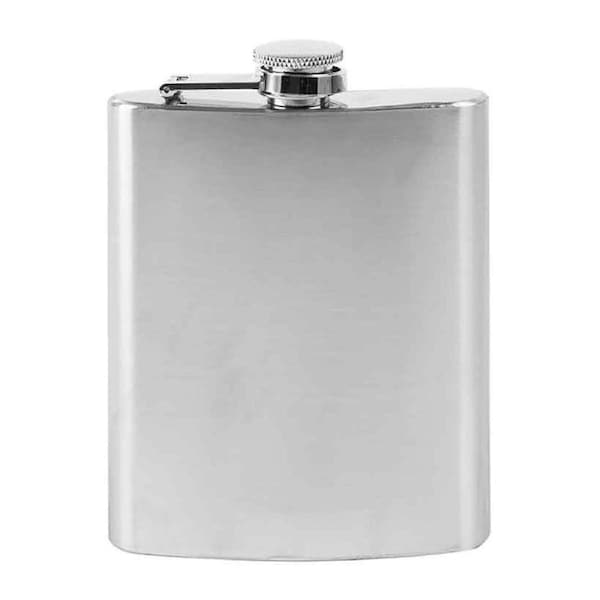 Hip Drinking Stainless Steel Pocket Flask Spirits/Alcohol Matte Silver 7oz/210ml