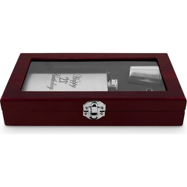 5pc Hip Timber Stainless Steel 210ml Flask/Shot Glass/Funnel Spirits 21st Set