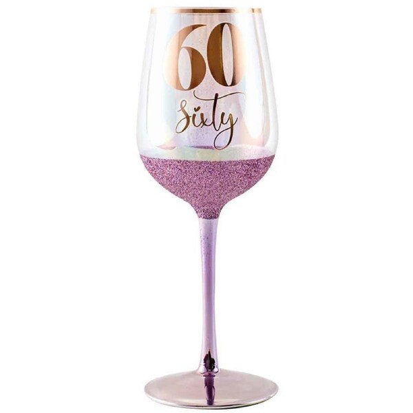 Glitterati 60th Stemmed Birthday/Celebration Drinking Wine Glass Purple 430ml
