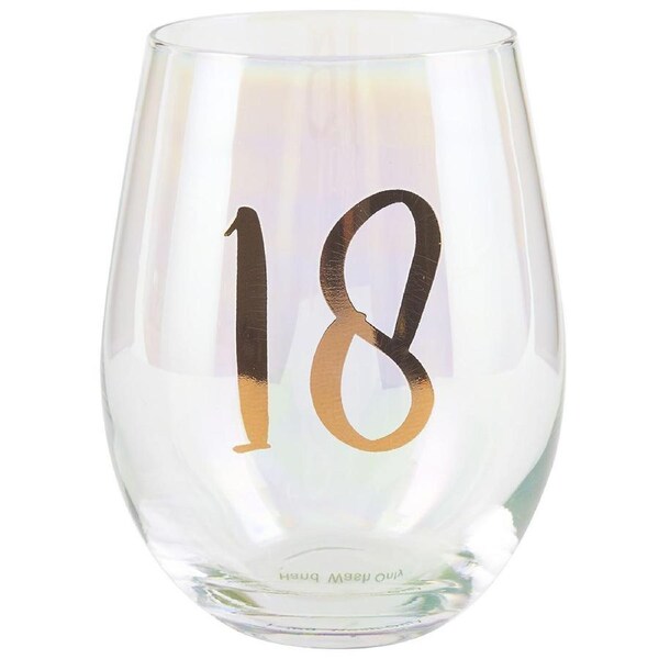 Rainbow Stemless 18th Wine/Alcohol Glass 600ml Birthday Drinking Drinking Cup