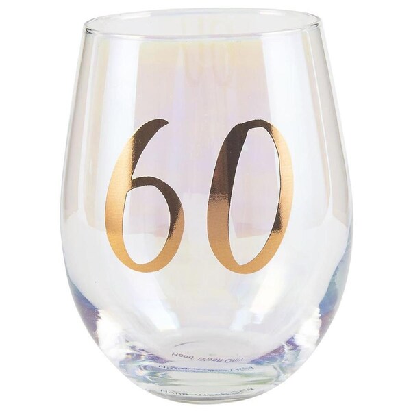 Rainbow Stemless 60th Wine/Alcohol Glass 600ml Birthday Drinking Drinking Cup
