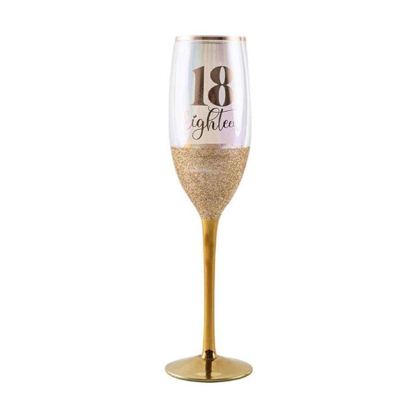 Glitterati 18th Celebration/Birthday Champange Stemmed Drinking Glass 150ml